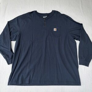 Carhartt K128 BLS Men's Long Sleeve Navy Blue Henley T-Shirt  3XL